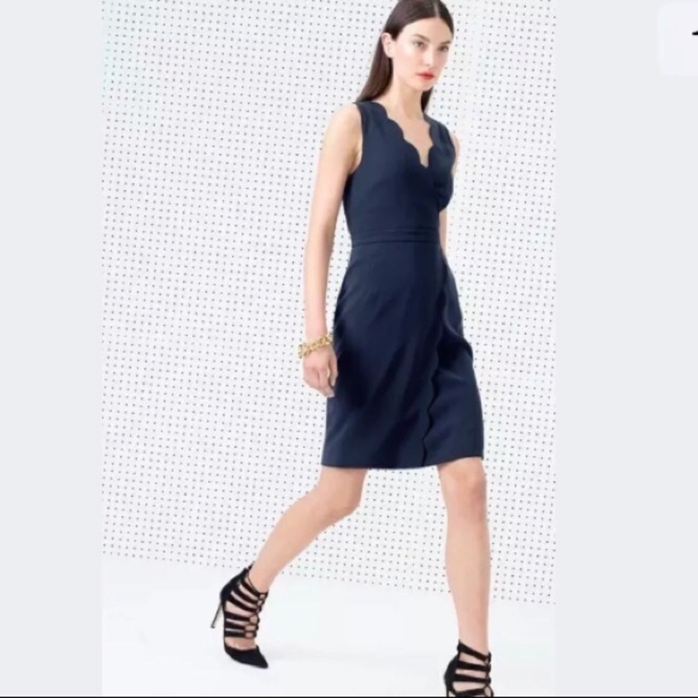 J. Crew navy scallops trim Dress